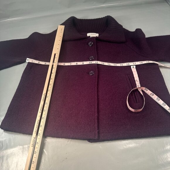 Linda Lucia Wool Short Coat Womens Cape Shawl Collar Jacket Long Sleeve - Picture 10 of 12